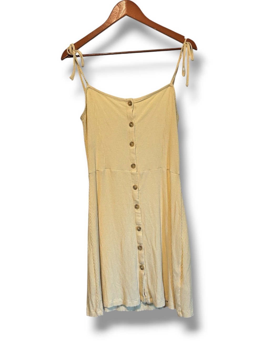 [Top Shop] Ribbed Button Down Mini Dress Tie Straps